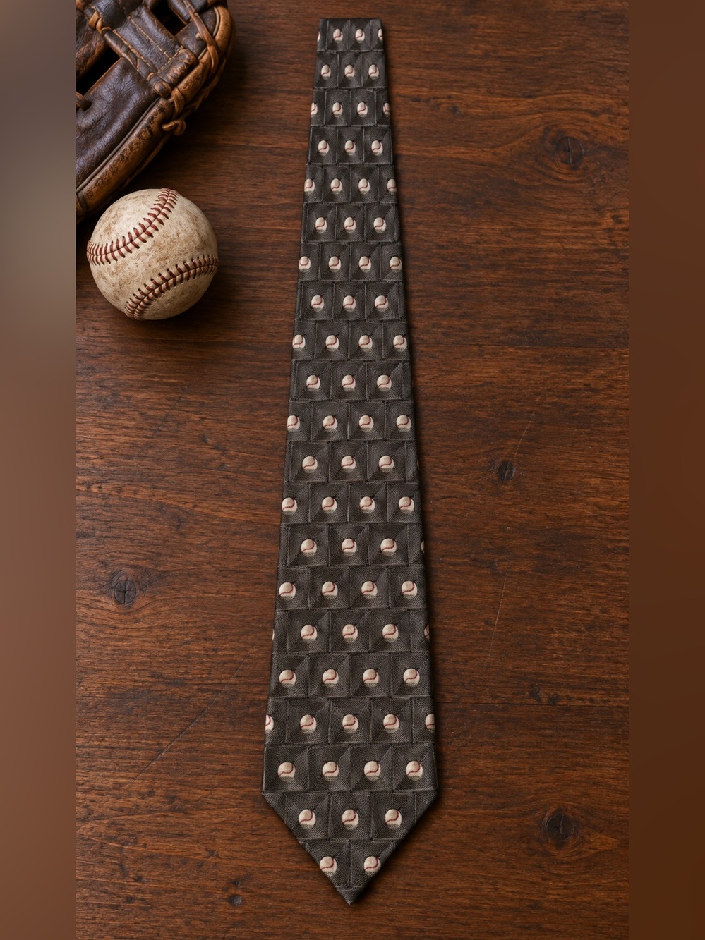 J.Z. Richards Silk Baseball Necktie Handmade in USA
